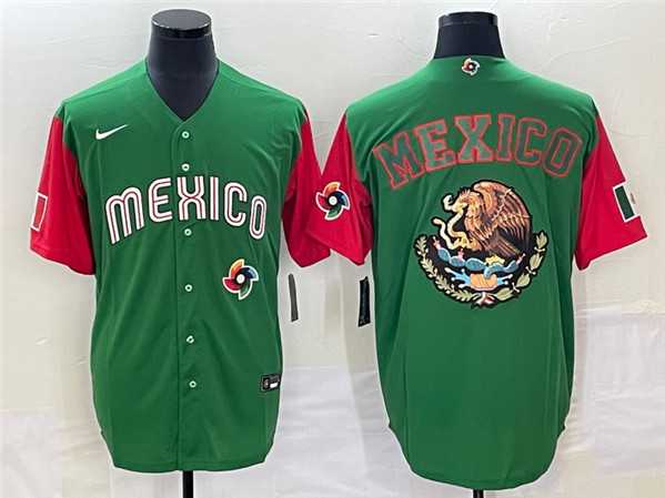 Men%27s Mexico 2023 Green Team Big Logo World Baseball Classic Stitched Jersey->2023 world baseball classic->MLB Jersey